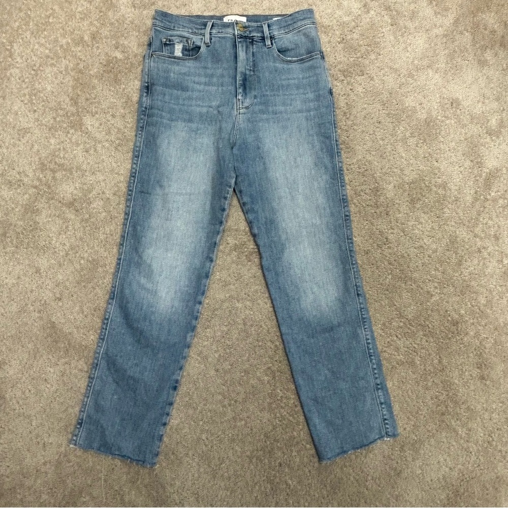 FRAME Le Sylvie Crop Jeans With Raw Edge unfinished hem light wash Sz 28